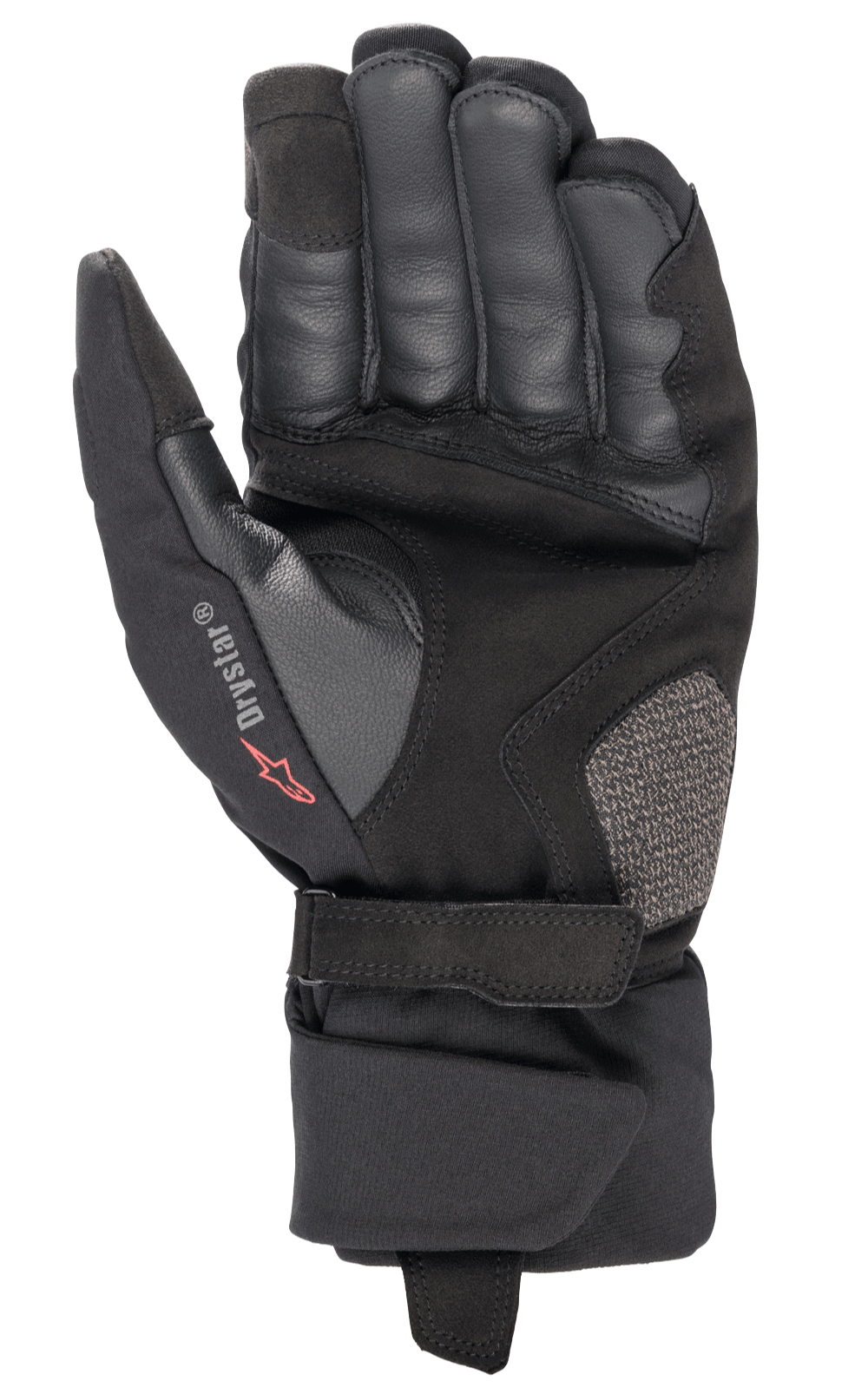 Alpinestars Bogota' Drystar® XF Handschuhe, Motorradhandschuhe, Schwarz, Handflächenansicht mit verstärkter Lederkonstruktion, verstellbarem Handgelenksriemen und Drystar-Logo, langlebige Ausrüstung für Adventure-Touren