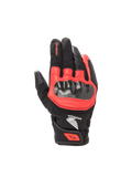 Alpinestars Honda SMX Z Drystar® Motorradhandschuhe, Schwarz und Hellrot, wasserdichtes Leder mit hartem Knöchelschutz.