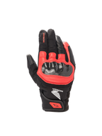 Alpinestars Honda SMX Z Drystar® Motorradhandschuhe, Schwarz und Hellrot, wasserdichtes Leder mit hartem Knöchelschutz.
