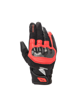 Alpinestars Honda SMX Z Drystar® Motorradhandschuhe, Schwarz und Hellrot, wasserdichtes Leder mit hartem Knöchelschutz.