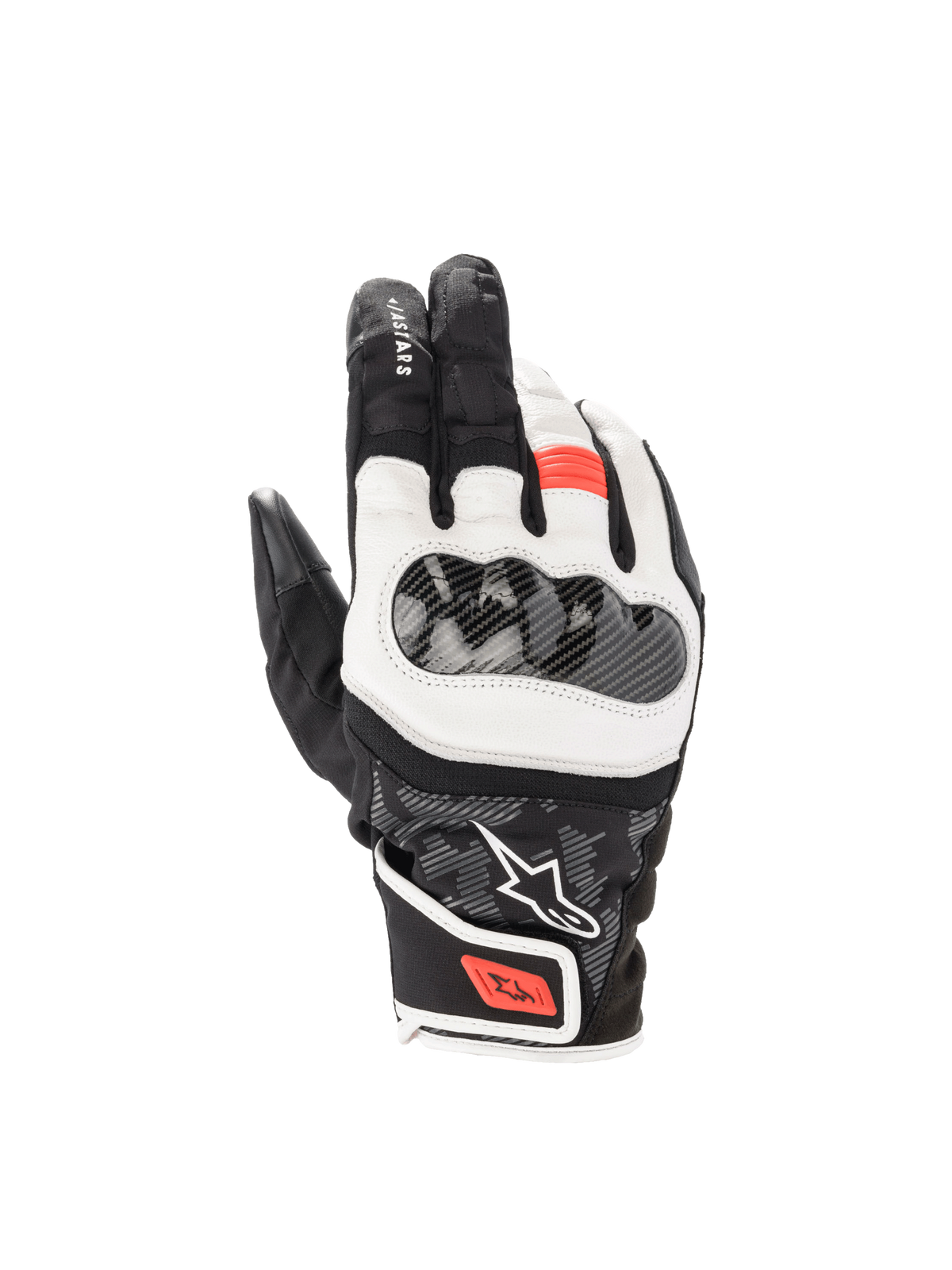 Alpinestars SMX Z Drystar® Handschuhe, wasserdichte Motorradhandschuhe, Schwarz Weiß Rot Fluo, harter Knöchelschutz.