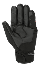 Alpinestars S-Max Drystar® Handschuh, Kurzstulpen-Motorradhandschuh, Schwarz, Handflächenansicht mit Lederkonstruktion, verstärkten Grip-Einsätzen und verstellbarem Handgelenkverschluss mit Drystar-Branding
