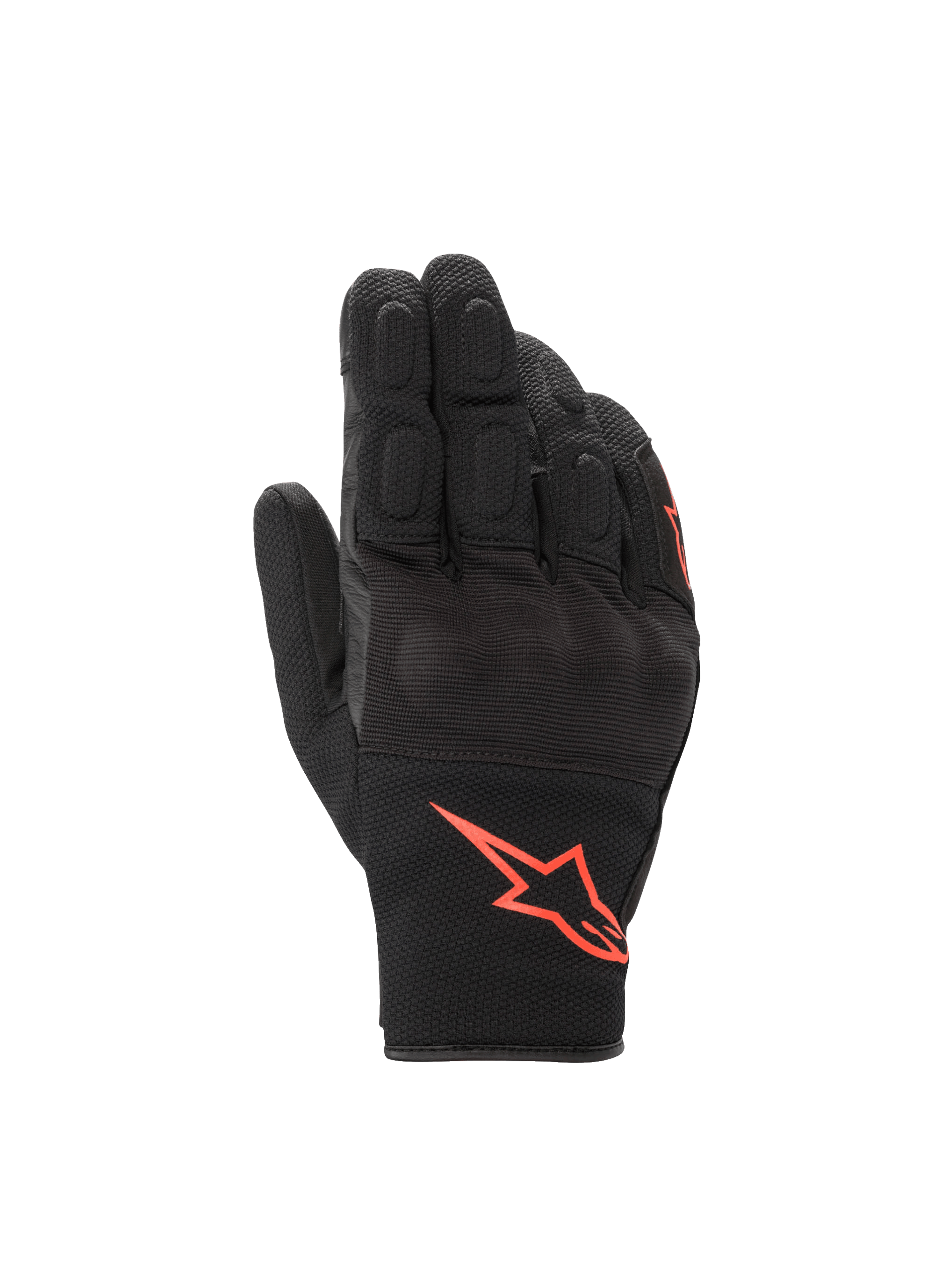 Alpinestars S-Max Drystar Handschuhe, wasserdichte Motorradhandschuhe, Schwarz und Fluo-Rot, mit Knöchelschutz und Astars-Logo.