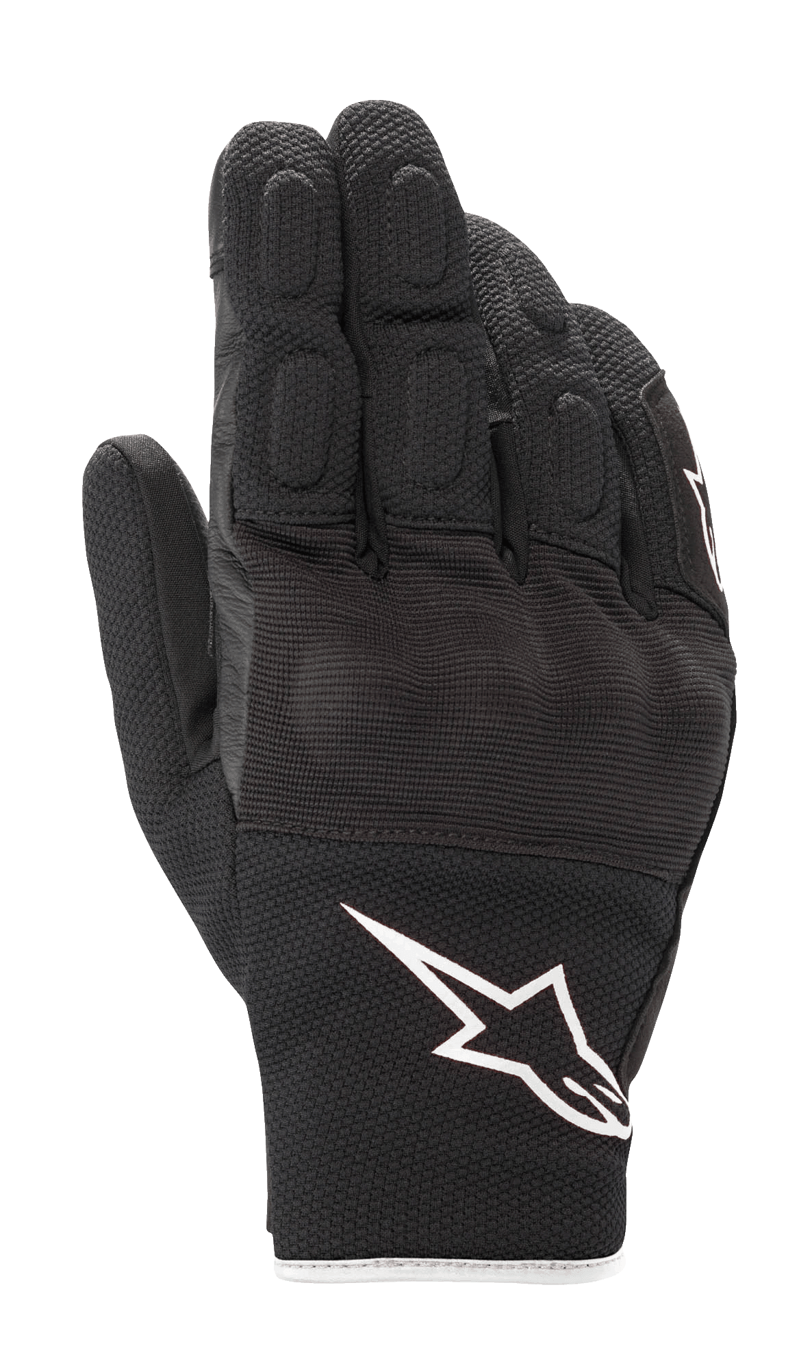 Alpinestars S-Max Drystar® Handschuhe, Motorradhandschuhe mit kurzer Stulpe, Schwarz mit weißem Astar-Logo, Leder- und Stretch-Mesh-Konstruktion, mit gepolsterten Fingern und Knöchelschutz, wasserdichte Sport-Straßenausrüstung