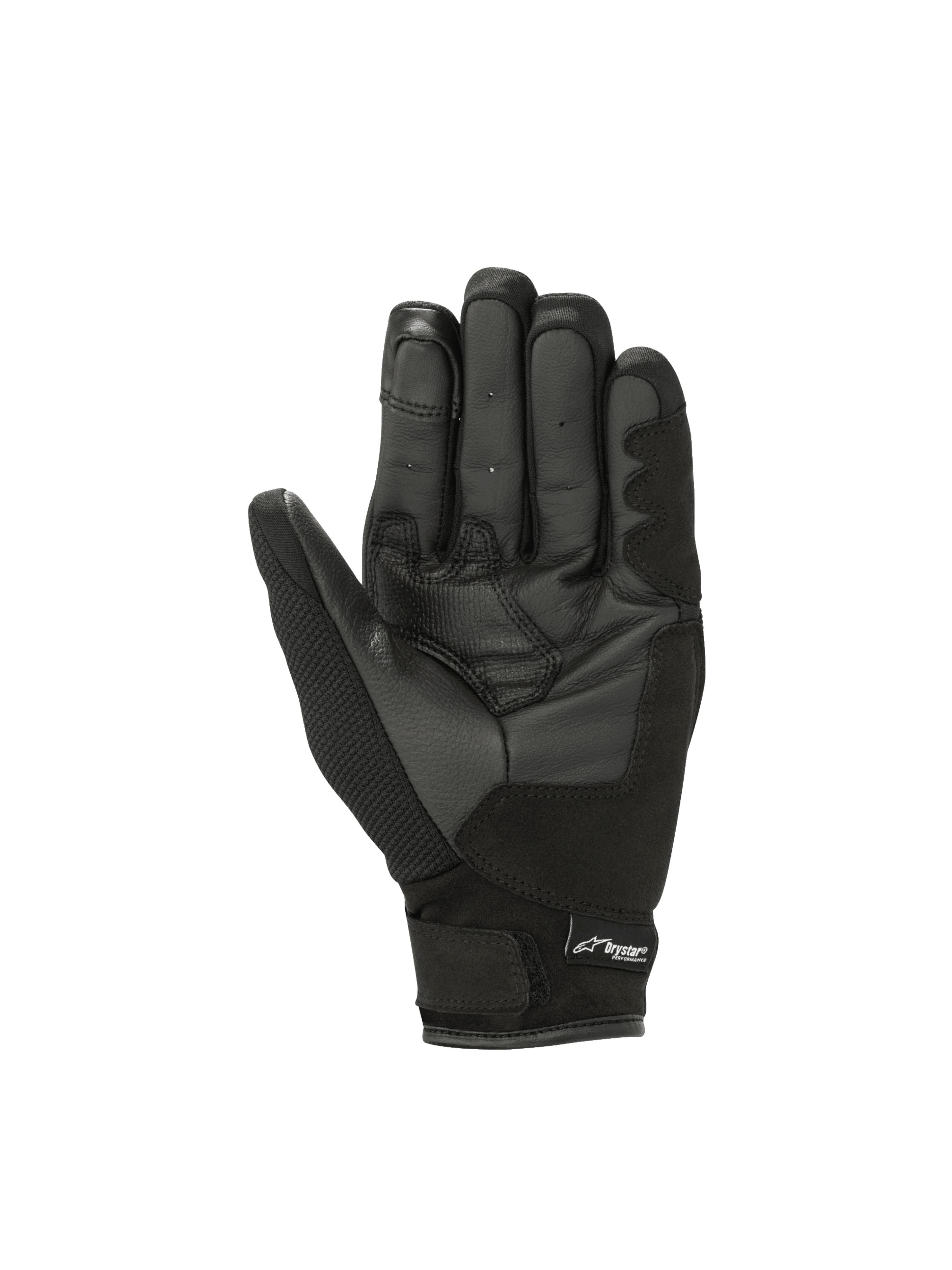 Alpinestars Stella S-Max Drystar Damen-Motorradhandschuhe mit wasserdichter Lederhandfläche in Schwarz und Anthrazit.