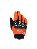 Alpinestars Jugend & Kinder Full Bore V2 Handschuhe, Motocross-Handschuhe, Orange, Weiß und Schwarz, mit schwarzem TPR-Knöchelschutz, weißen geometrischen Mustern, weißem Stern-Logo und schwarzer Neoprenmanschette, Offroad-Fahrausrüstung für Kinder