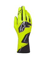 Alpinestars Tech-1 K Race V2 Handschuhe Graphic 1, Kart-Rennhandschuhe, Gelb Fluo, Schwarz und Weiß, mit großem Sternenlogo auf dem Handrücken und geometrischem Muster am Handgelenk, professionelle Motorsportausrüstung