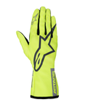 Alpinestars Youth Tech-1 K Race S V2 Pure Handschuhe, Karting-Rennhandschuhe, Fluoreszierendes Gelb und Grau, mit großem A-Star Logo auf dem Handrücken, ASTARS-Branding am Bündchen und Mesh-Einsätzen zwischen den Fingern.