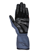 Alpinestars Tech-1 K Race V2 Pure Gloves, Karting Gloves, Asphalt and Black, palm side view showing white silicone grip pattern, ergonomic design with gauntlet cuff and Alpinestars branding