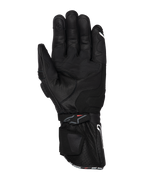 Alpinestars SP-3 Handschuhe, Schwarze Motorradhandschuhe, Handflächenansicht mit Volllederkonstruktion, lange Stulpe mit dualem Verschlusssystem, Grip-Verstärkungen an der Handfläche und Touchscreen-kompatible Fingerspitze, rennsportinspirierte Straßenausrüstung