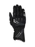 Alpinestars SP-3 Handschuhe, schwarze Motorrad-Rennhandschuhe aus Leder mit langem Schaft und integriertem Knöchelschutz.