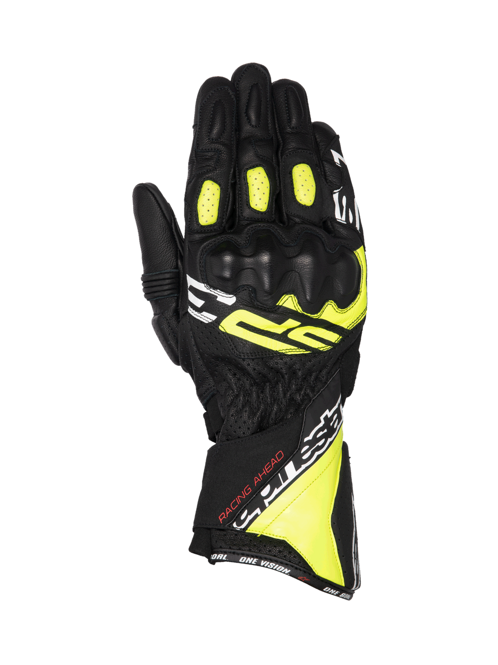 Alpinestars SP-3 Handschuhe, Racing-Motorradhandschuhe für Herren, Schwarz und Fluo-Gelb, Leder mit CE-Knöchelschutz