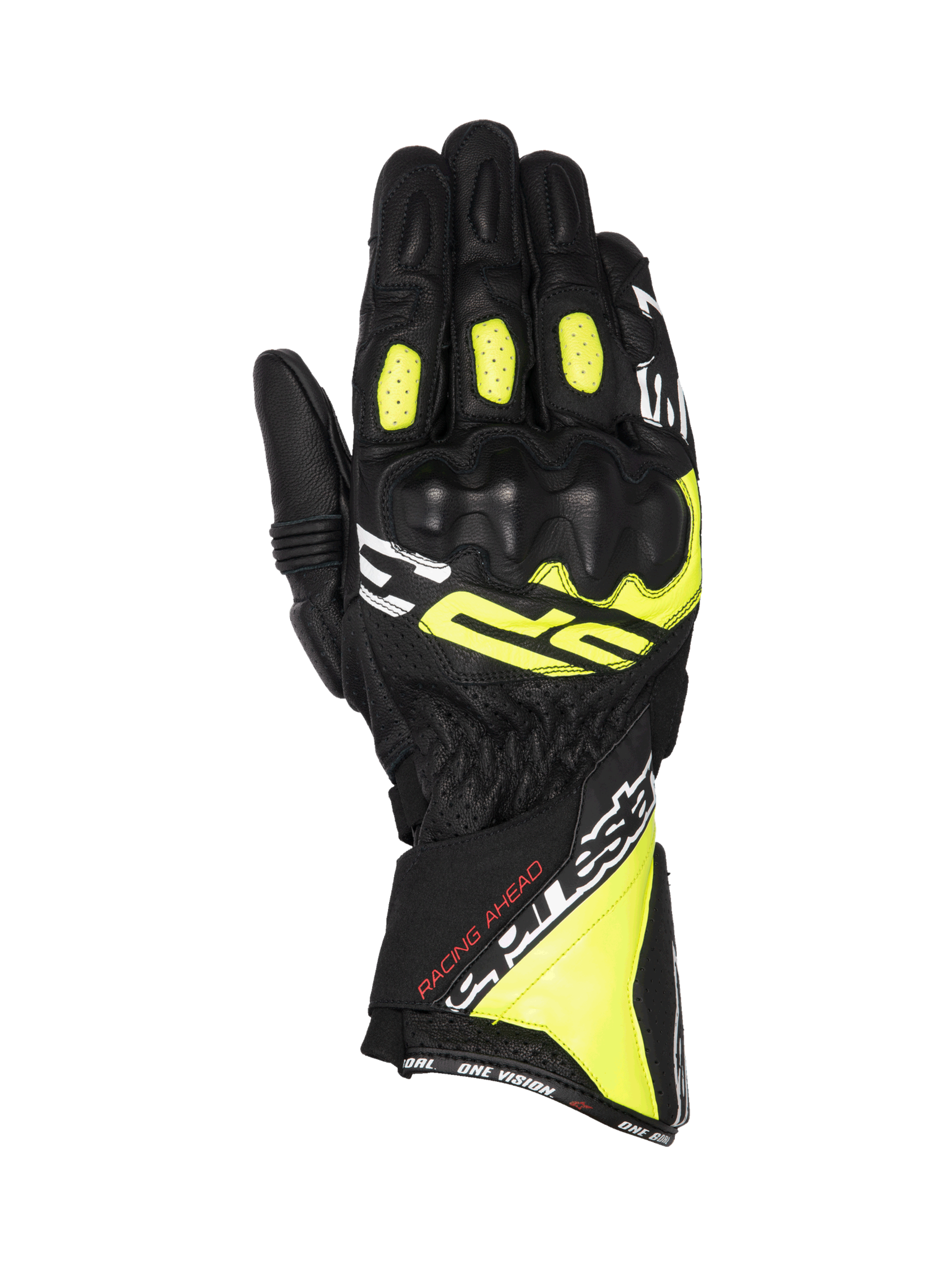 Alpinestars SP-3 Handschuhe, Racing-Motorradhandschuhe für Herren, Schwarz und Fluo-Gelb, Leder mit CE-Knöchelschutz