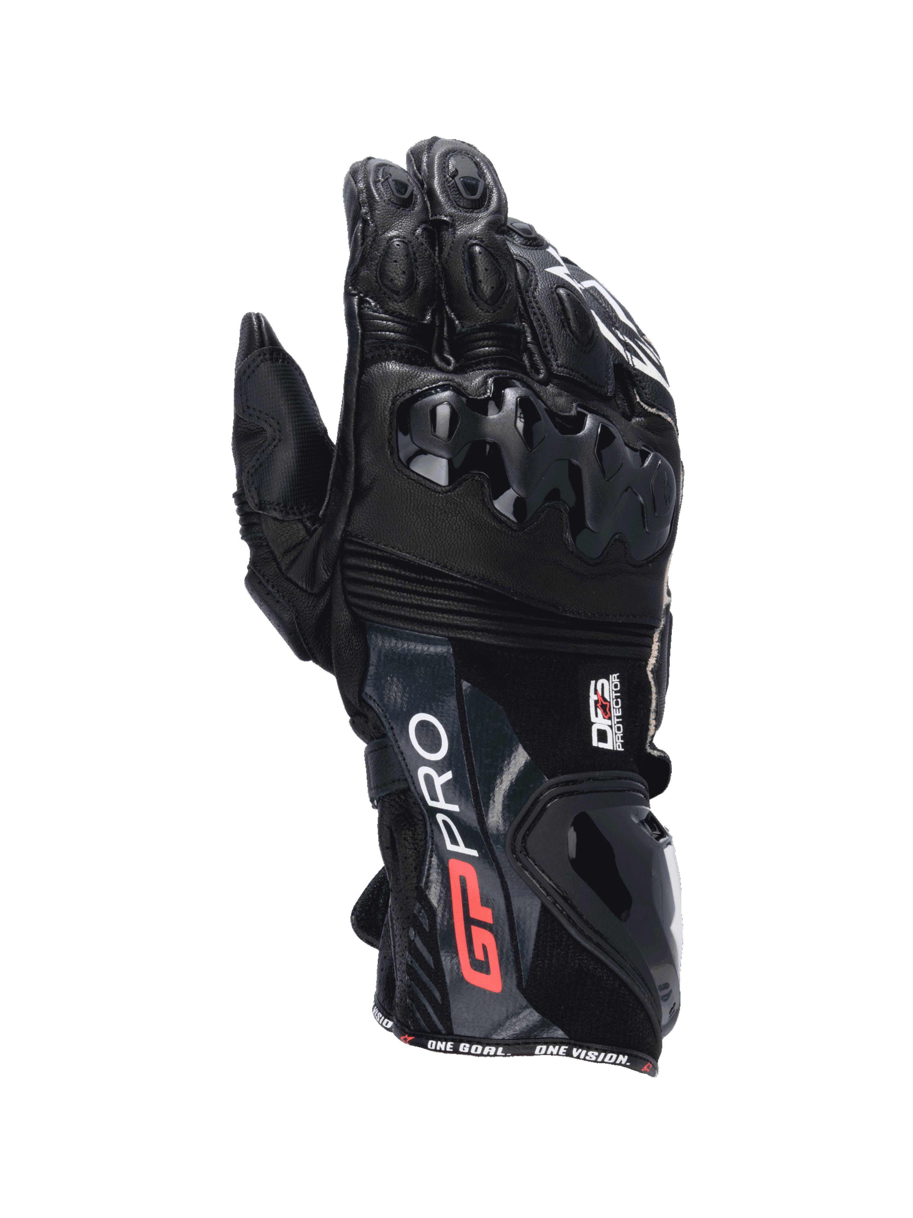 Alpinestars GP Pro R4 Handschuhe, Motorrad-Rennhandschuhe für Herren, Schwarz, Lederkonstruktion mit DFS-Knöchel- und Manschettenschutz, CE-zertifiziert.