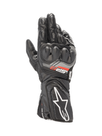 Alpinestars SP-8 V3 Motorradhandschuhe, Schwarz, aus Ziegenleder mit SP-Knöchelschutz und perforierter Manschette.
