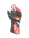 Alpinestars SP-8 V3 Motorradhandschuhe für Herren, Schwarz, Weiß und Hellrot, Leder mit SP-Knöchelschutz, Racing-Stil.