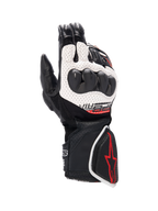 Alpinestars SP-8 V3 Air Handschuhe, Herren-Motorradhandschuhe, Schwarz, Weiß, Rot, mit Knöchelschutz und perforiertem Leder.