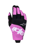 Alpinestars 2026 Techstar Handschuhe, Motocross-Handschuhe, Schwarz und Lila, Ansicht der Oberhand mit weißem Astar-Logo und Branding, Stretch-Mikro-Ripstop-Konstruktion, leistungsstarker Offroad-Handschutz