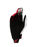 Alpinestars Techstar Handschuhe 2027, Motocross-Handschuhe für Herren, Schwarz, Weiß und Rot Fluo, Handflächenansicht mit verstärktem Wildleder.