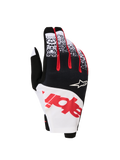 Alpinestars Techstar Handschuhe 2027, Herren-Motocross-Handschuhe, Schwarz, Weiß und Rot Fluo, Rückhand aus Stretch-Mikro-Ripstop.