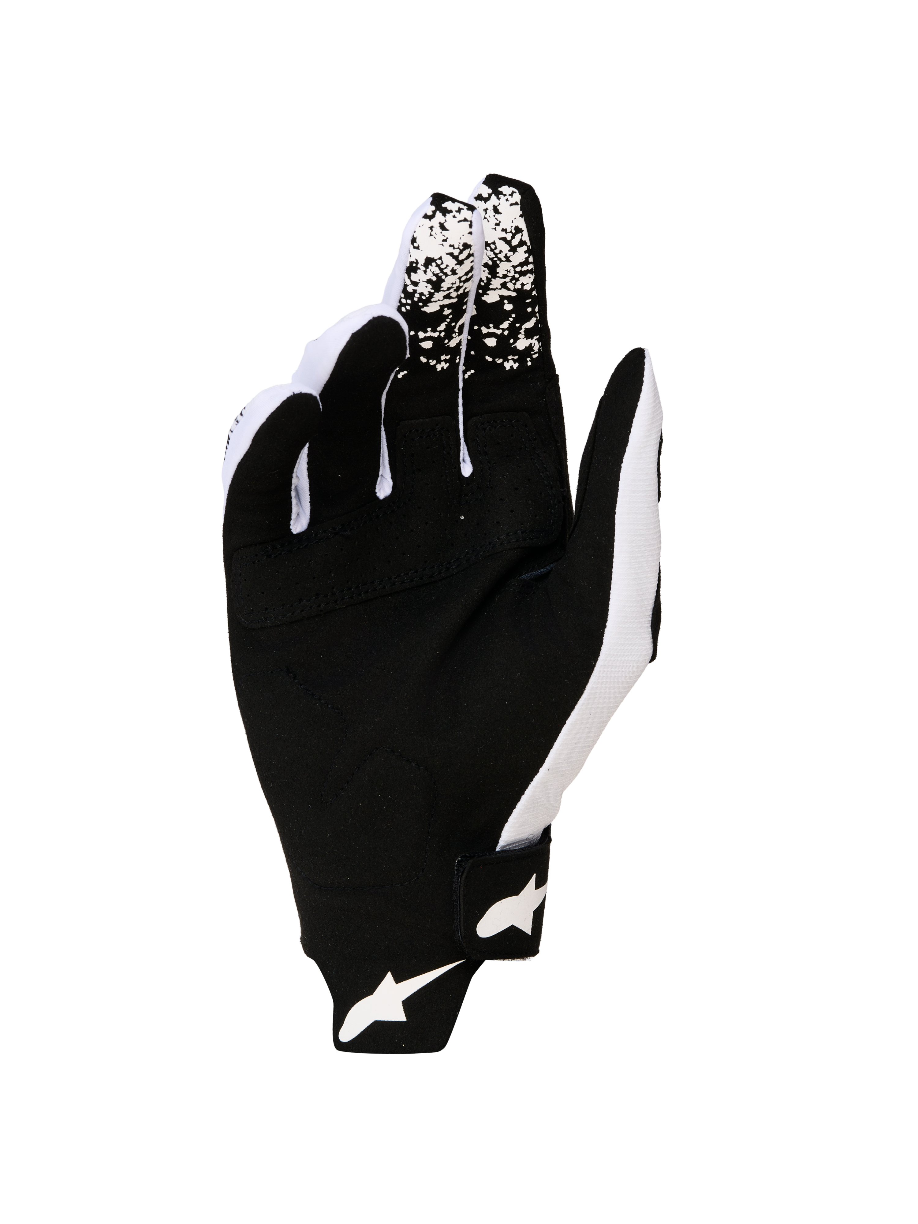 Alpinestars Techstar Handschuhe 2027, Herren-Motocrosshandschuhe, Schwarz und Weiß, mit robuster Wildlederhandfläche.