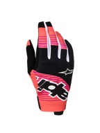 Alpinestars Techstar Handschuhe 2027, Motocross-Handschuhe in Pink und Schwarz, sublimierte Grafiken, Neopren-Knöchelschutz.