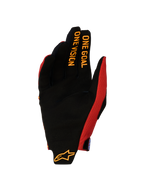 Alpinestars Radar Pro Herren-Motocross-Handschuhe in Rot und Schwarz, Wildlederhandfläche und One Goal One Vision Grafik.