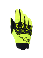 Alpinestars Full Bore V2 Handschuhe, Motocross- und Offroad-Handschuhe, Neongelb und Schwarz, ergonomischer TPR-Knöchelschutz, Alpinestars-Sternlogo auf dem Handrücken, atmungsaktives Stretchgewebe mit Neopren-Manschette