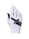Alpinestars Supertech MX Handschuhe, Motocross-Handschuhe, Helllila und Schwarz, Handrückenansicht mit großem schwarzem Alpinestars-Logo und lasergeschnittenen Perforationen für Luftzirkulation, leichte einlagige Stretch-Konstruktion für den Offroad-Rennsport.