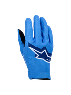 Alpinestars Supertech MX Gloves, Motocross Racing Gloves, Ucla Blue with Deep Blue and White accents, featuring a large star logo on the backhand, laser perforations for breathability, and a seamless ergonomic design for off-road riding.