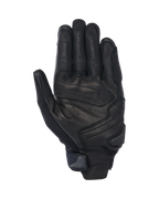 Alpinestars SP X 7 Handschuhe, kurze Motorradhandschuhe, Schwarz, Handflächenansicht mit perforiertem Leder zur Belüftung, verstärkten Handflächenauflagen mit einem Slider und einem kompakten Handgelenkverschluss mit integrierter Zuglasche