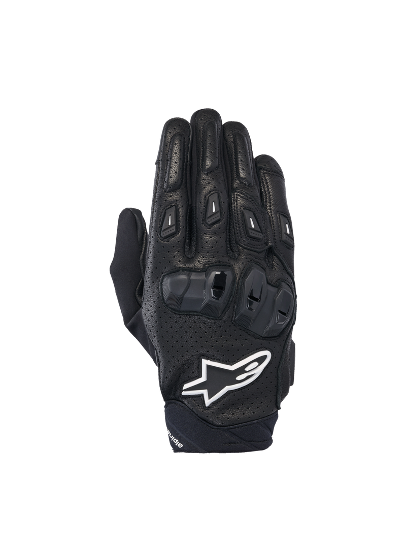 Alpinestars SP X 7 Handschuhe, kurze Motorradhandschuhe, Herren, Schwarz und Weiß, perforiertes Leder, TPU-Knöchelschutz