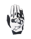 Alpinestars SP X 7 Handschuhe, kurze Sport-Motorradhandschuhe, Weiß und Schwarz, perforierte Lederkonstruktion, doppeldichter TPU-Knöchelschutz, weißes Stern-Logo, belüftetes Design für Performance-Fahrten im Sommer