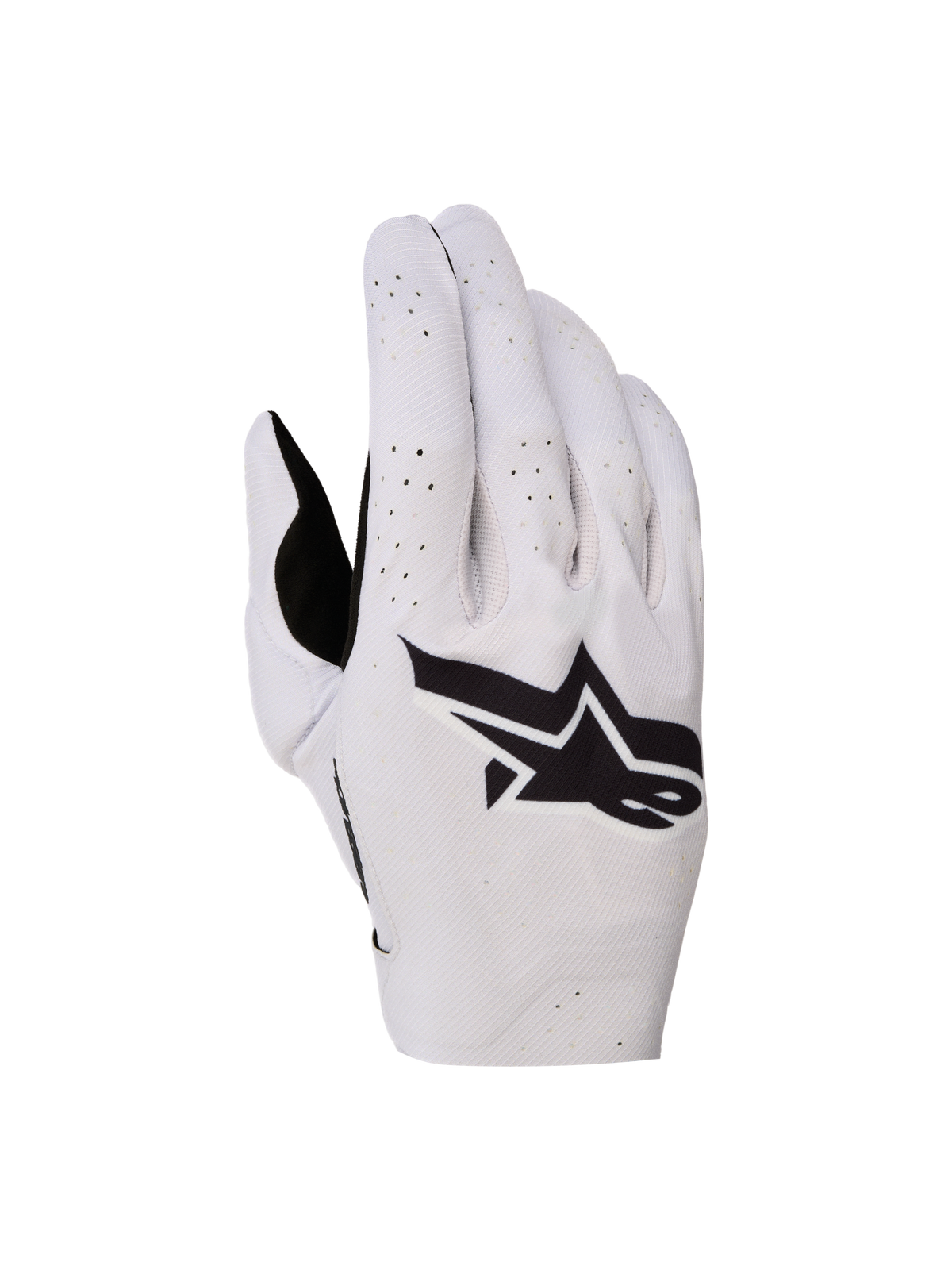 Alpinestars Supertech MX Handschuhe, Motocross-Handschuhe in Helllila und Schwarz mit nahtloser Rückhand und Laserperforationen.