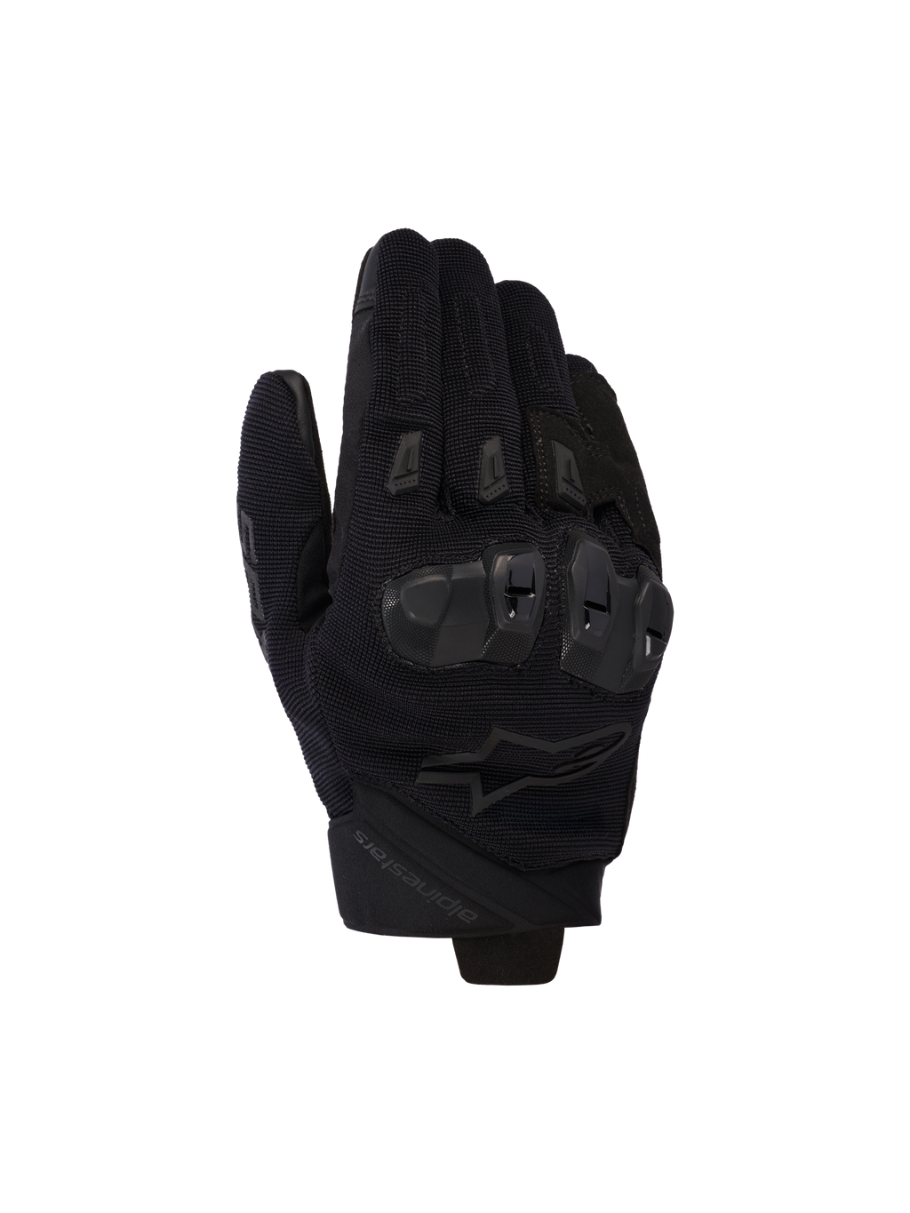 Alpinestars SP X 5 Air Handschuhe, schwarze Motorradhandschuhe, Oberhand aus Stretch-3D-Mesh mit TPU-Doppel-Dichte-Knöchelschutz, kurzes Manschettendesign, belüftete Fingerschieber, ergonomische Performance für sportliches Fahren