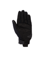 Alpinestars Reef V2 Handschuhe, Schwarz, kurzzugeschnittene Motorradhandschuhe, Handflächenansicht mit synthetischem Wildledermaterial, verstärkter Handflächenpolsterung und Klettverschluss, modernes urbanes Design für den Straßeneinsatz