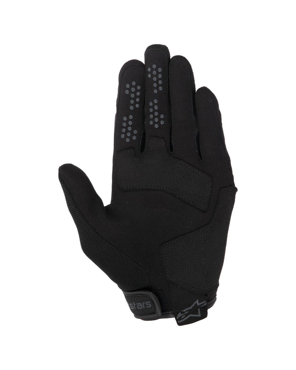 Alpinestars Chrome V2 Handschuhe, Urbane Motorradhandschuhe, Black Asphalt, Handflächenansicht mit Konstruktion aus synthetischem Wildleder, Silikon-Grip-Punkten an Zeige- und Mittelfinger und verstellbarem Klettverschluss am Bündchen.
