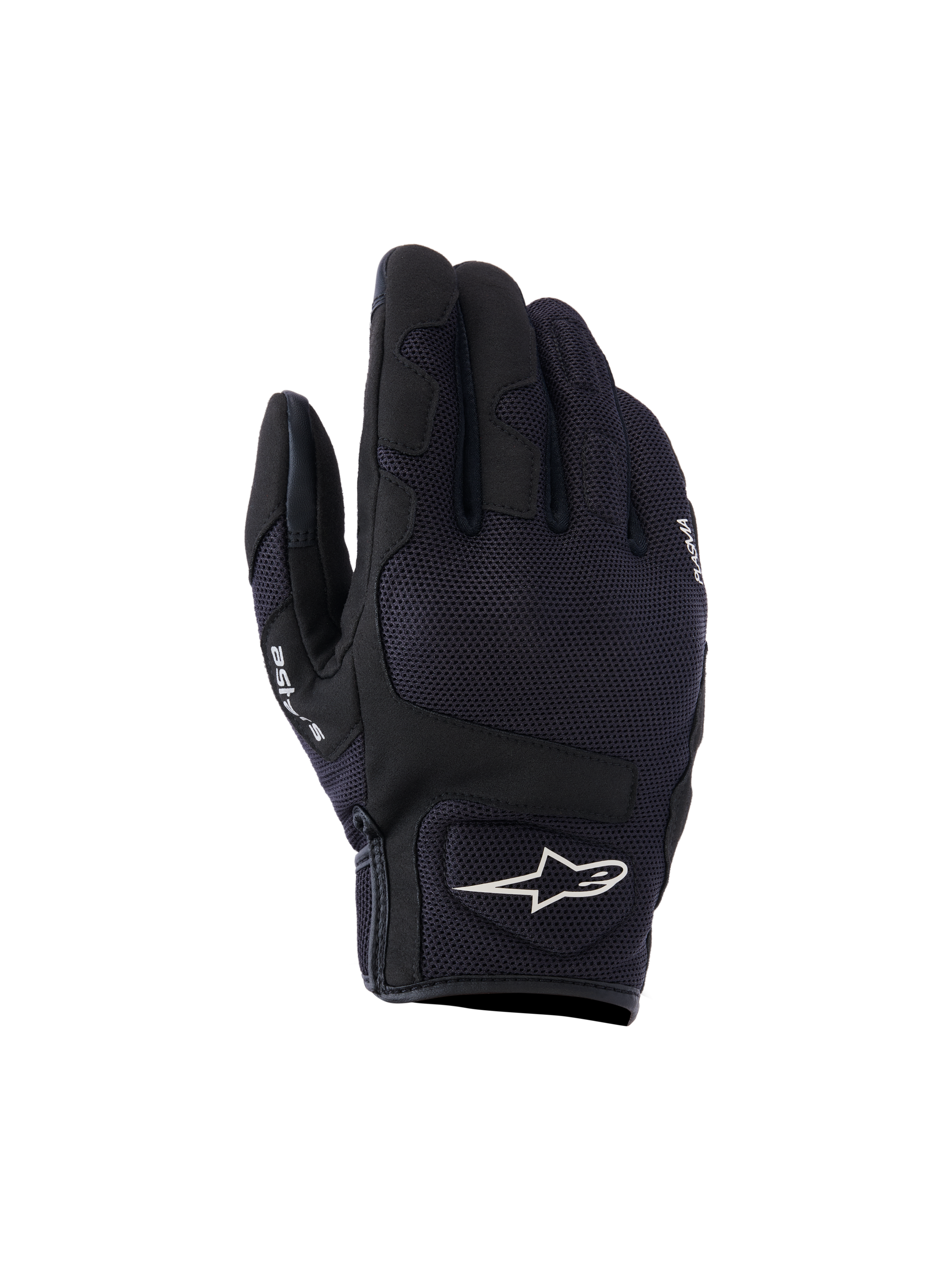 Alpinestars Ignite Handschuhe, Urbane Motorradhandschuhe, Schwarz, mit atmungsaktivem Mesh-Obermaterial, NUCLEON PLASMA Knöchelschutz und weißem Alpinestars Stern-Logo an der Manschette.