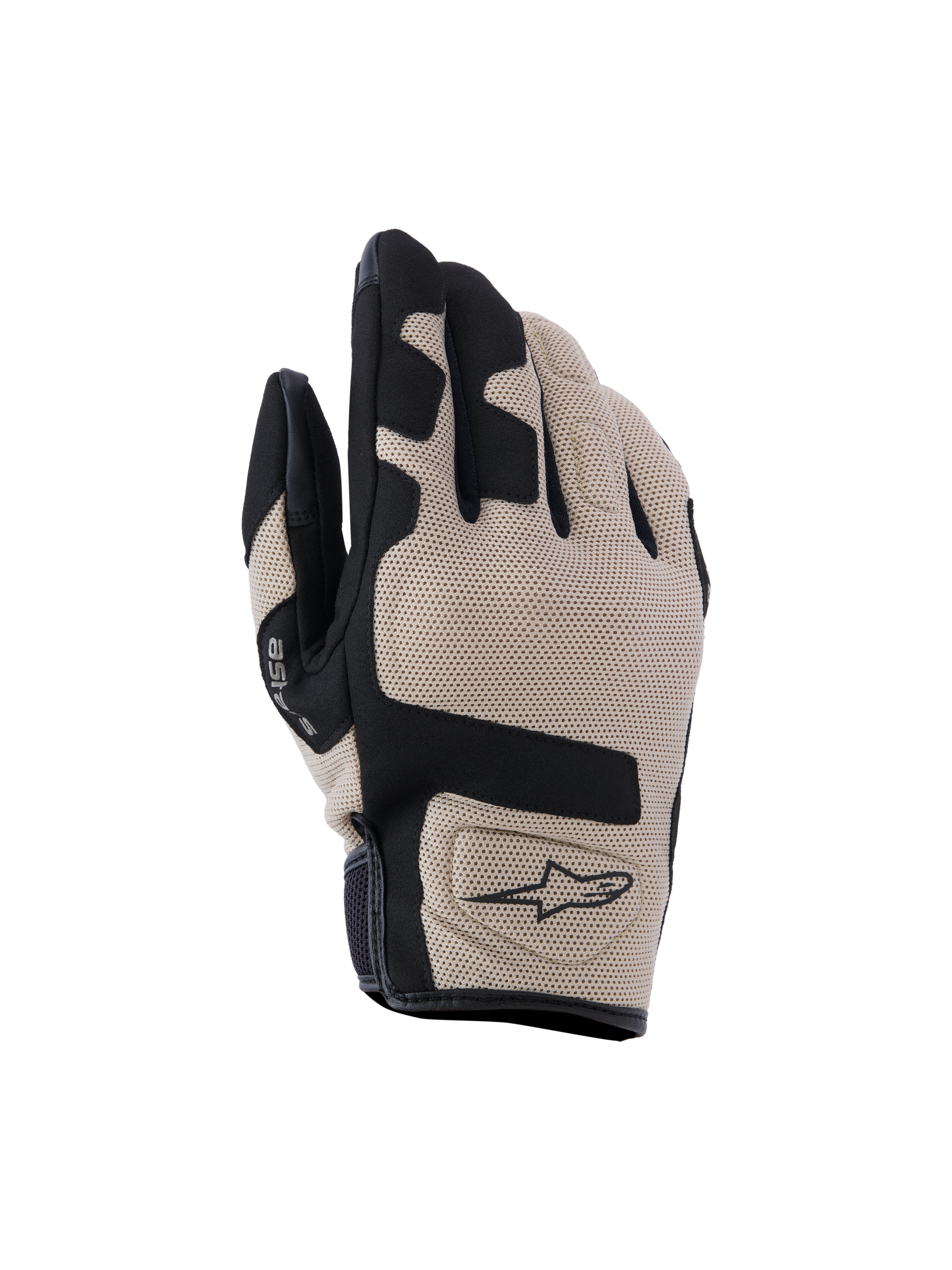 Alpinestars Ignite Gloves, Motorcycle Gloves, Beige and Black, Textured Breathable Fabric, Black Palm and Finger Accents, Reinforced Wrist, Performance Riding Gloves