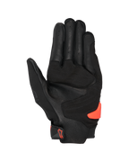 Alpinestars SP X 3 Handschuhe, Schwarz und Rot Fluo, Handflächenansicht mit perforiertem Leder, synthetischen Verstärkungen und einem leuchtend orangefarbenen TPR-Handflächen-Slider, Renn- und Sport-Motorradausrüstung