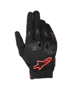 Alpinestars SP X 3 Handschuhe, Motorrad-Racing-Handschuhe, Schwarz und Rot Fluo, mit großem rotem Stern-Logo auf dem Handrücken, TPU-Knöchelschutz mit doppelter Dichte und roten Akzenten, belüftete Fingerschieber, sportliches Schutzdesign für Straßenfahrten