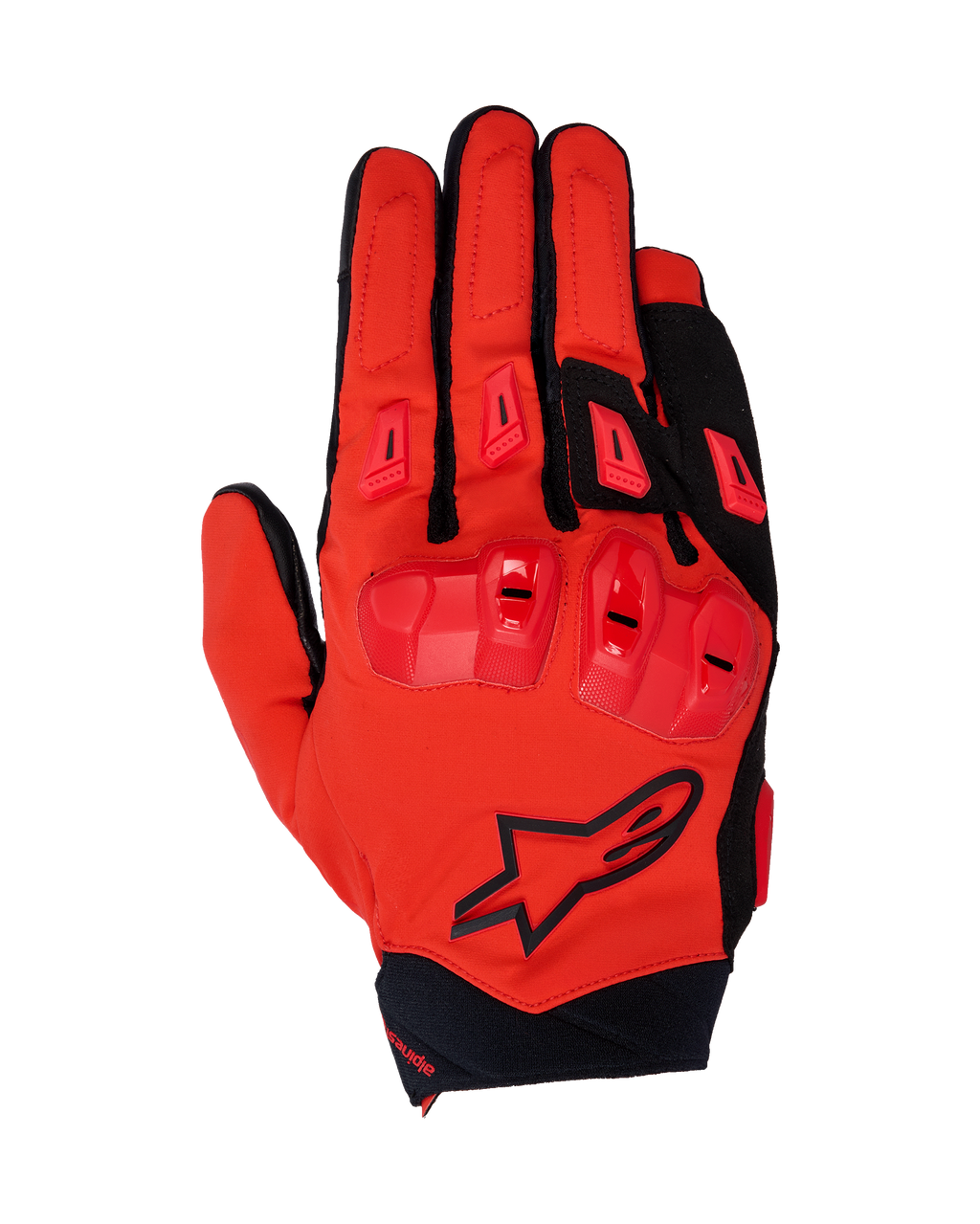 Alpinestars 2025 SP X 3 Handschuhe, Motorrad-Rennhandschuhe, Hellrot und Schwarz, mit TPU-Knöchelschutz mit doppelter Dichte und Fingerschleifern, Draufsicht mit Stretch-Mesh-Konstruktion und schwarzem Stern-Logo