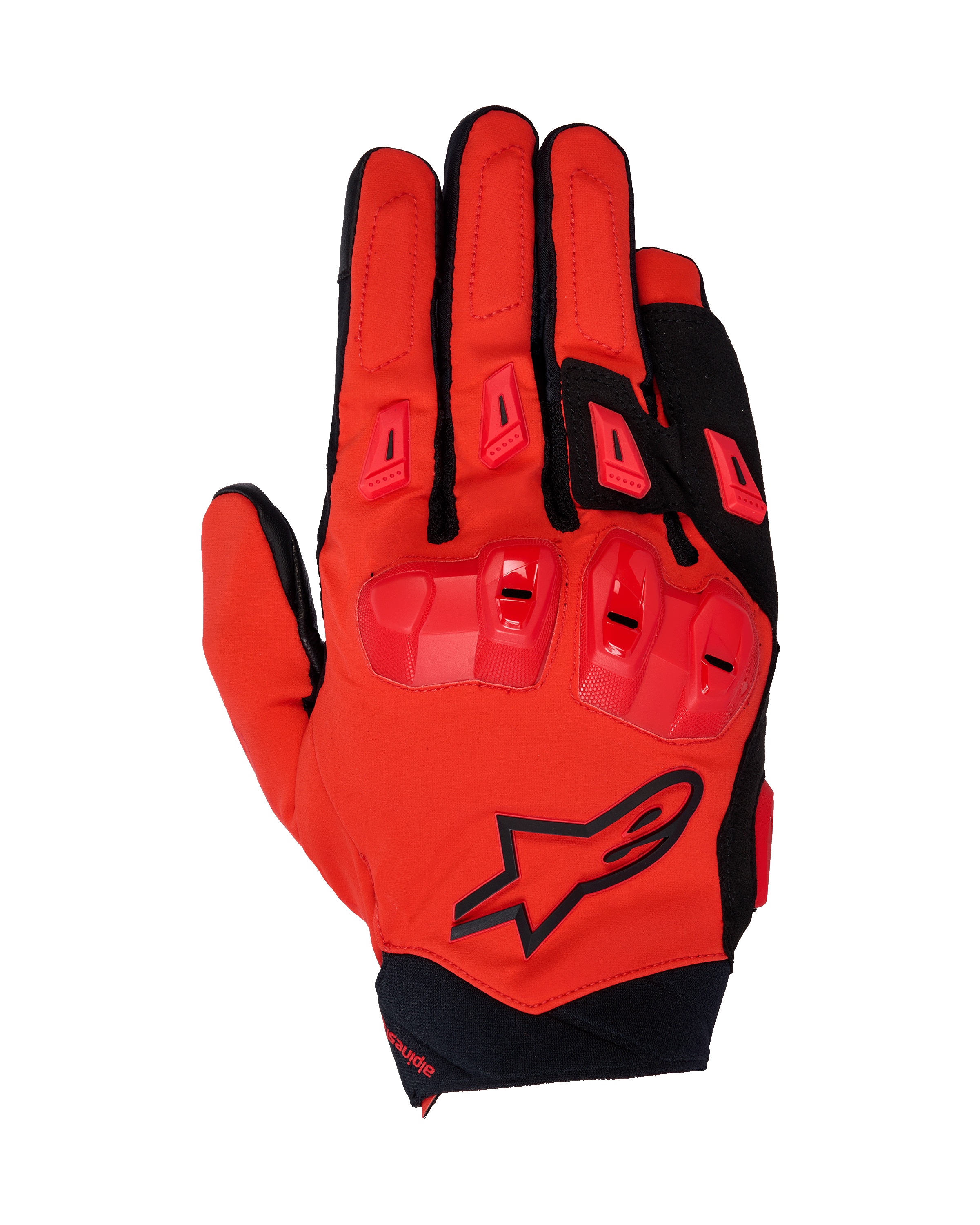 Alpinestars 2025 SP X 3 Handschuhe, Motorrad-Rennhandschuhe, Hellrot und Schwarz, mit TPU-Knöchelschutz mit doppelter Dichte und Fingerschleifern, Draufsicht mit Stretch-Mesh-Konstruktion und schwarzem Stern-Logo