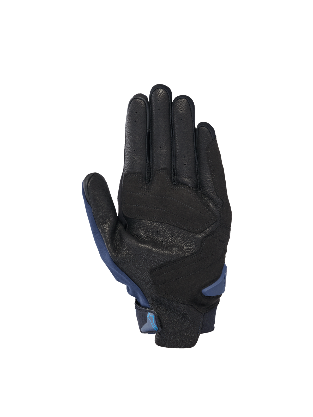Alpinestars SP X 3 Handschuhe, Motorradhandschuhe für den Straßenrennsport, Herren, Schwarz und Dunkelblau, perforierte Lederhandfläche mit synthetischen Verstärkungen.