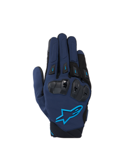Alpinestars SP X 3 Gloves, Men's Motorcycle Sport Gloves in Dark Blue and Blithe Blue with TPU knuckle protection.