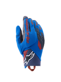 Alpinestars Durack Handschuhe, Adventure-Motorradhandschuhe, Königsblau und Dunkelgrau, Textil-Handrücken mit TPR-Knöchelschutz, rotes Alpinestars-Logo auf dem Zeigefinger, weißes Stern-Logo am Handgelenk, leichter Sommerschutz für Dual-Sport