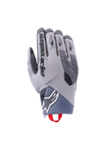 Alpinestars Durack Handschuhe, Motorradhandschuhe, Dunkelgrau und Mittelgrau, texturierte Spandex-Oberhand, TPR-Knöchelschutz, Alpinestars-Logo am Handgelenk, rote Anziehhilfe, moderne Adventure-Fahrausrüstung