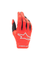 Alpinestars 2025 Radar Motocross-Handschuhe für Herren, Marsrot und Silber, leichter Stretch-Handrücken mit Stern-Logo.