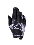 Alpinestars 2026 Radar Gloves, Motocross Gloves, Iron Camo Black and White, featuring a large white star logo, sublimated camouflage pattern, lightweight stretch fabric for off-road racing