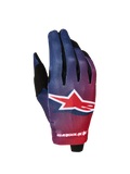 Alpinestars Radar Handschuhe 2027, Motocross-Handschuhe für Herren, Rot und Blau mit Farbverlauf, großes weißes Stern-Logo, leichte Konstruktion.